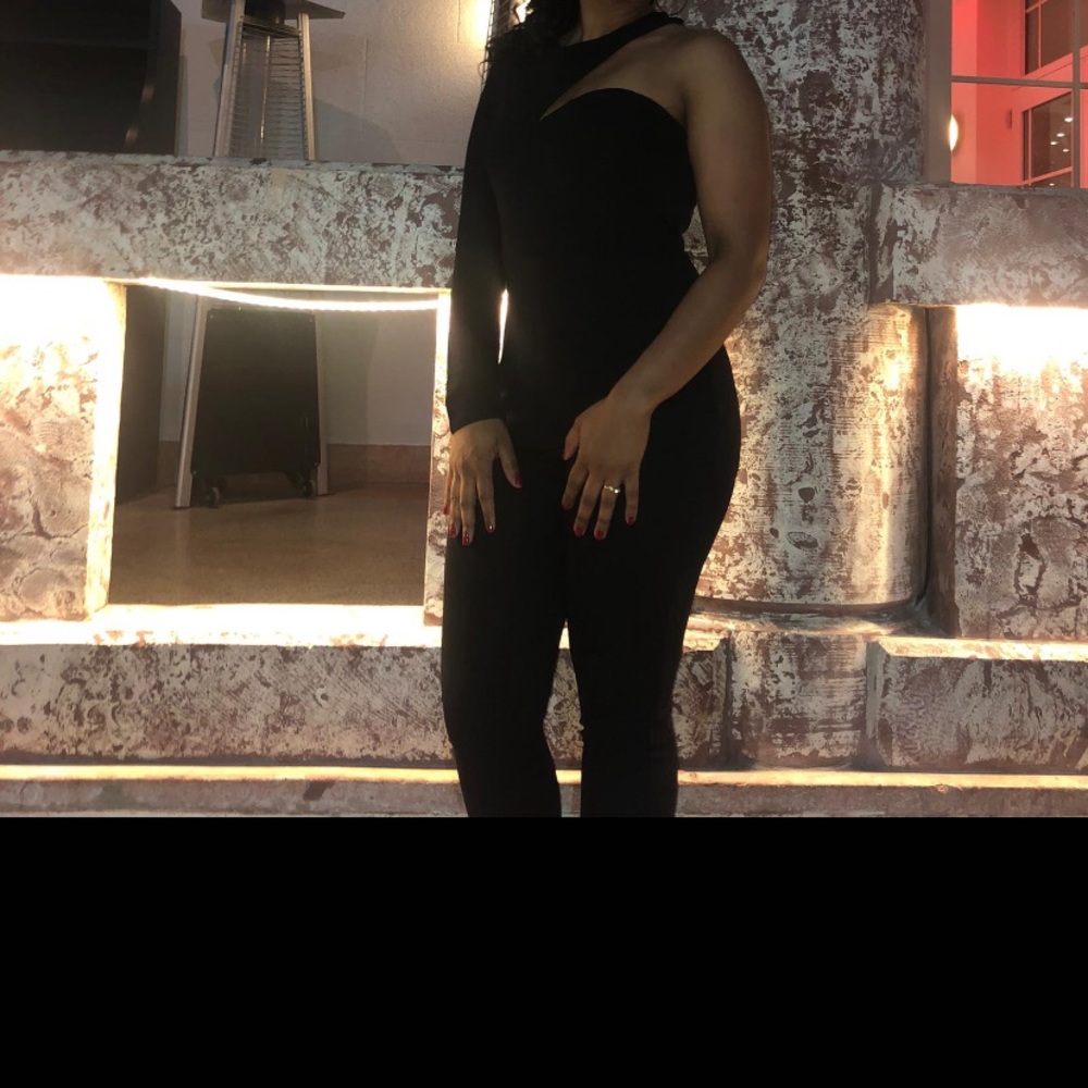 Asymmetrical shoulder jumpsuit